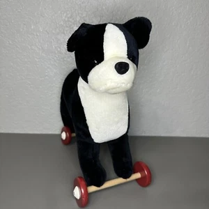 Vintage 1997 Pull Along Boston Terrier Plush On Wheels North American Bear AS IS - Picture 1 of 15