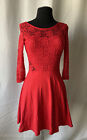 Divided H&M Red Cap Sleeve Lace Dress Women Size 4