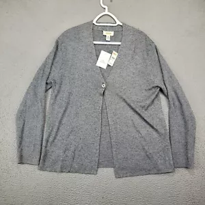 Talbots Sweater Womens Medium Gray Cardigan Wool Blend Grandmacore NWT - Picture 1 of 10