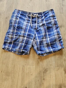 Polo Ralph Lauren blue plaid men's board shorts swim surf beach, sz 34, GUC - Picture 1 of 13