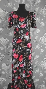 VESTIDO MAXI MARRÓN ESTAMPADO FLORAL VERDADERO VINTAGE AÑOS 70. HECHO EN FINLANDIA. TALLA MEDIANA - Imagen 1 de 5