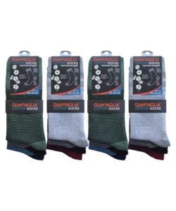 12 Paar Herrensocken aus Baumwolle Freizeitsocken Karo Muster Uni Streifen - Bild 1 von 7