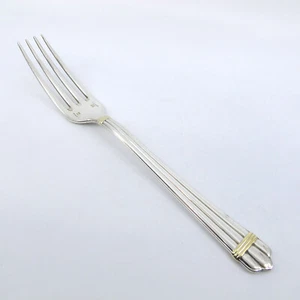 Horquilla de cena ARIA GOLD de CHRISTOFLE placa plateada acento dorado 8 1/8" marca registrada OC - Imagen 1 de 6