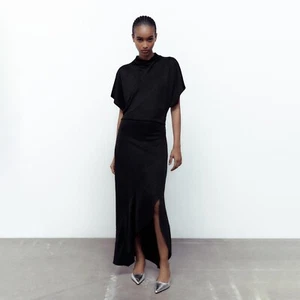 New jacquard ruffle slit 2298/482/800 black dress ZARA - Picture 1 of 10