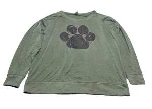 Camiseta gráfica de manga larga para mujer con estampado de pata verde oscuro/negro talla XL - Imagen 1 de 5