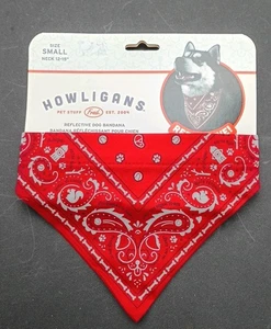 Howligans Reflective Dog Bandana Red Small Neck Size 12" - 15" - Picture 1 of 2