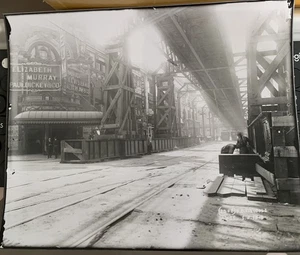 1918 Fulton EL Subway Ft. Greene Brooklyn NYC Dark Print From Orig Negative - Bild 1 von 1