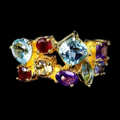 Anello in argento sterling 925 cuscino topazio blu svizzero 7 mm pietra... - Immagine 1 di 4