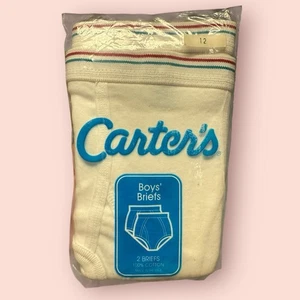 Vtg Boys Briefs Carters Size 12 Tighty Whities 100% Cotton NEW Old Stock White - Picture 1 of 2