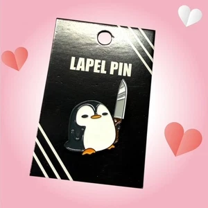 Penguin With Knife Enamel Pin - Picture 1 of 2