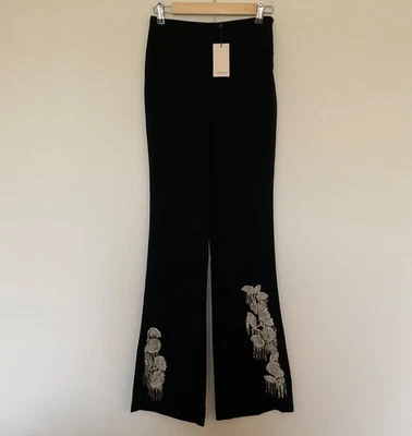 NWT Cinq a Sept 5 a 7 Candace Floral Beaded Embellished Flare Pants 0 Luxe $465 - Image 1 of 4