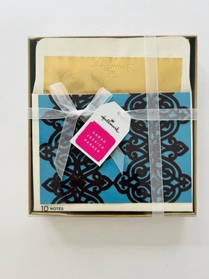 NUEVO SELLO Sarah Jessica Parker marrón y azul en blanco tarjetas de notas de agradecimiento Foto 1 de 2