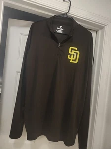 Men's Fanatics Brown San Diego Padres Logo Quarter-Zip Top - Picture 1 of 4