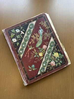 Álbum de recortes victoriano con tarjetas comerciales navideñas troqueladas años 1880 antiguo Foto 1 de 4