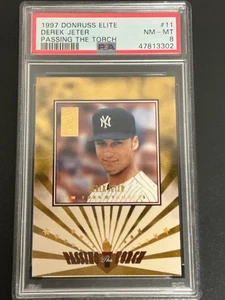 1997 Donruss Elite #11 Derek Jeter Passing The Torch /1500 PSA 8 NM-MT 302 - Picture 1 of 3