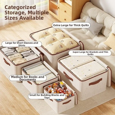 Foldable Storage Box with Lid Dustproof Organizer for Clothes Toys and Bedding - Image 1 of 4