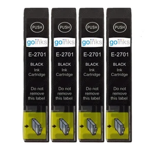 4 Black Printer Ink Cartridges to replace Epson T2701 (27) non-OEM / Compatible - Picture 1 of 2