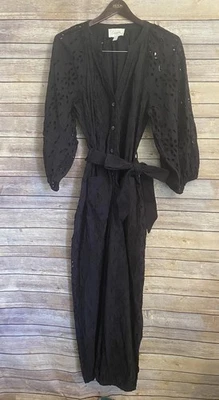 Mono bohemio manga larga abullonada con ojales negros Cleobella Foto 1 de 4