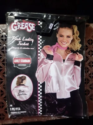Fantasia de Halloween Grease rosa feminina década de 1950 jaqueta adulto tamanho padrão - Imagem 1 de 4