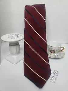 Oleg Krawatte 3" breit 54" lang rot weiß Cassini diagonal gestreift von Burma  - Bild 1 von 14
