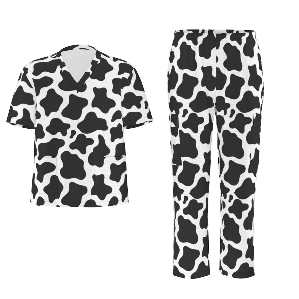 Cow Print Scrubs Nursing Scrub Set Cow Pattern Hospital Scrubs - Image 1 of 4