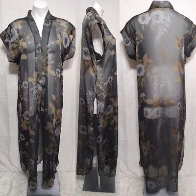 Petra Fashions Vintage Transparente Floral Boho Playa Festival Lagenlook Encubrimiento Grande Foto 1 de 4