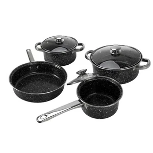 Batteria Di Pentole Antiaderenti Marmorizzate 7 Pezzi - Foto 1 di 2