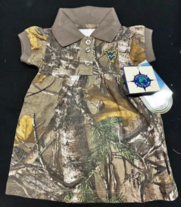 West Virginia Mountaineers Newborn Baby Girl Camouflage Polo Dress 0-3 Months - Picture 1 of 1