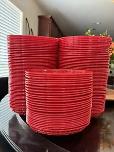 (164) Red Plastic Oval Serving Basket by Tablecraft - Picture 1 of 2