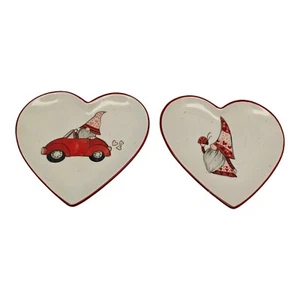 Sheffield Home Heart Shaped Gnome Snack Dishes Valentine Lot Of 2 READ - Picture 1 of 9