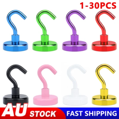 1-30X Mini Neodymium N38 Strong Magnetic Hook Hanger Holder KNE12 4KN Colorful - image 1 of 4