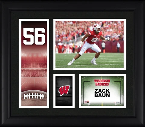 Zack Baun Wisconsin Badgers Framed 15x17 Player Core Collage Cover