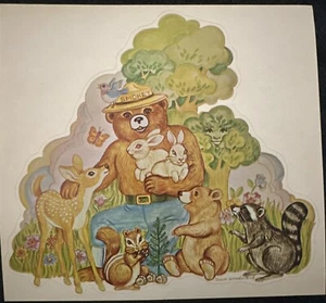 Smokey The Bear & Friends 5" Peel & Stick STICKER United States Forest Vintage - Picture 1 of 2