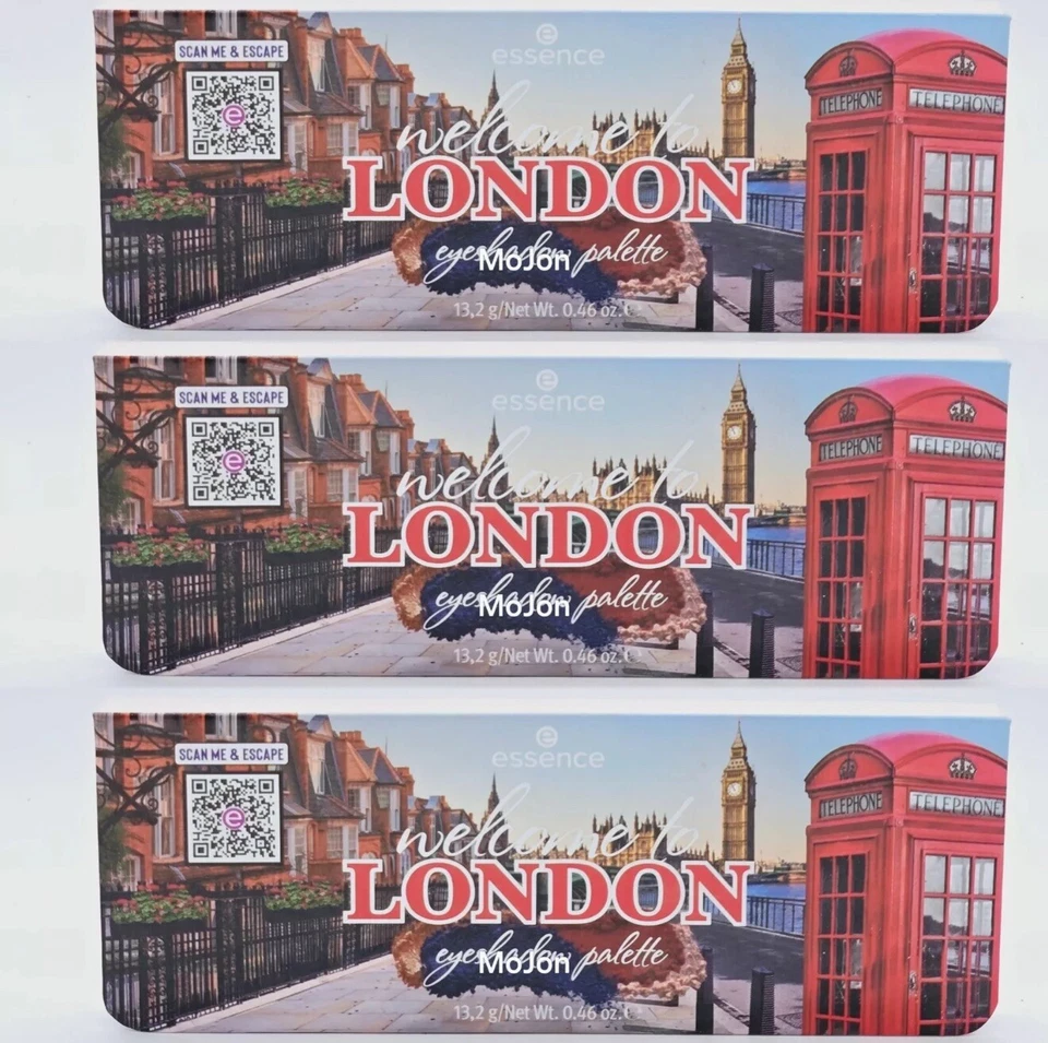 Lot Of 3 Essence Welcome To London 12 Pan Eyeshadow Palette Orange Blue Neutral - Image 1 of 4