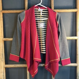 Matilda Jane Größe 12 Mädchen 435 Tween Strickjacke Pullover gestreift neu mit Etikett grau pink - Bild 1 von 7