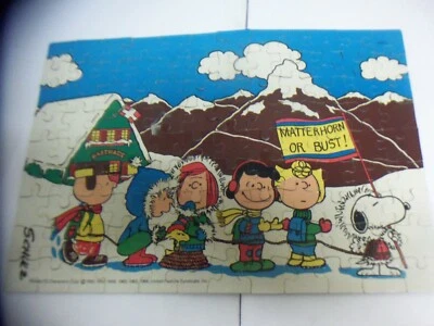 Vintage Peanuts Puzzle 1978 Matterhorn Or Bust 16" X11" 100 Pieces Complete Milt - Image 1 of 4