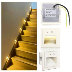 3W LED Wandeinbauleuchte Treppenlicht Stufenlicht mit Bewegungsmelder Alu 230V - Bild 1 von 13