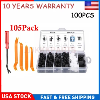 100 PCS Box 6 Size Bumper Fender Liner Push Type Retainer Clips 4Tool for Nissan Foto 1 de 4