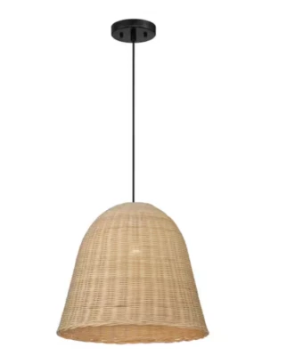 Lámpara colgante Designers Fountain Calla 60 vatios 1 luz ratán natural Foto 1 de 3