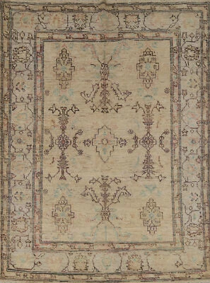 Oushak Turkish Hand-knotted Wool Vegetable Dye Rug for Bedroom 5x7 ft - Image 1 of 4