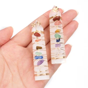 Asciugamano esagonale Obelisco Barra Reiki Cristallo Selenite Naturale 7 Perline Chakra - Foto 1 di 11