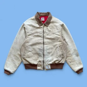 Carhartt Vintage Men’s Beige ‘Santa Fe’ Distressed Work Jacket – Size Approx. L - Picture 1 of 21