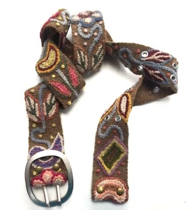 Colorful Floral Embroidered Wool Belt Peruvian Boho Belt, Ethnic Belt New zise L - Picture 1 of 21