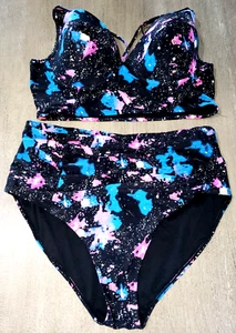 womens PLUS size XXXL 2 pc SWIM SWIMMING SUIT BRA BOTTOMS BLACK UNDERWIRE SUPER! - Picture 1 of 2