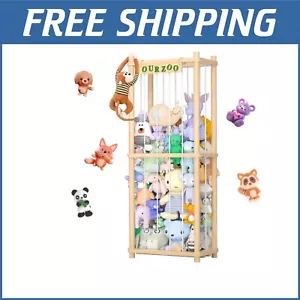 Durable Pine Wood Stuffed Animal Shelf - Fun Zoo Cage Design for Nurseries - Picture 1 of 9