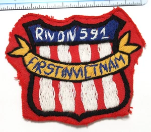 Vietnamkrieg Flussdivision 591 (RIV DIV) First In Vietnam handgestickter Aufnäher - Bild 1 von 3