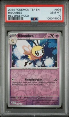2024 Pokémon TEF EN Ribombee Reverse Holo Card #076 PSA GEM MT 10 - Image 1 of 2