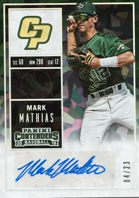 MARK MATHIAS 2015 PANINI CONTENDERS CRACKED ICE AUTOGRAPH #D /23 SP CAL POLY RC - Image 1 of 2