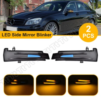 For Mercedes Benz C E S CLA CLS GLK LED Side Mirror Turn Signal Light Sequential - Image 1 of 4