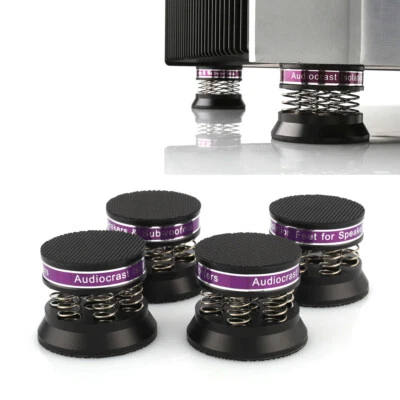 4set Supporto Altoparlante HiFi Lega Alluminio AMP Giradischi Isolamento Piedini Molle Pad - Immagine 1 di 4